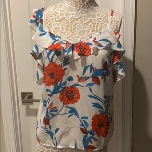 Bar III Floral Cold Shoulder Blouse